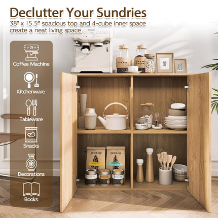 Dreamade 38" Modern Storage Cabinet with 2 Doors and 4 Cubic Shelves