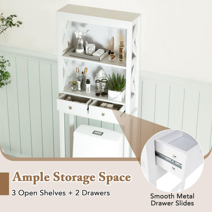 Dreamade Over The Toilet Storage Cabinet, 65" Tall Freestanding Bathroom Organizer with Open Shelves