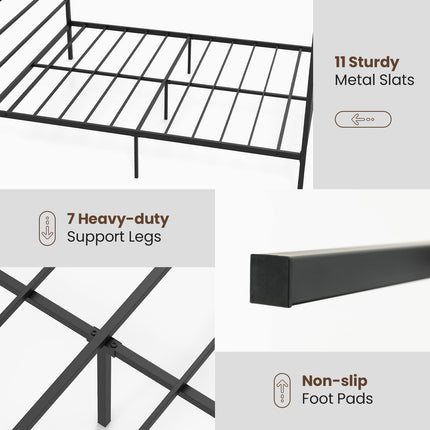 Dreamade Full Size Metal Canopy Bed Frame, Modern Platform Bed Frame with 4 Poster & Headboard