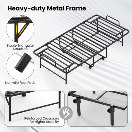 Dreamade Twin Folding Bed Frame with Mattress