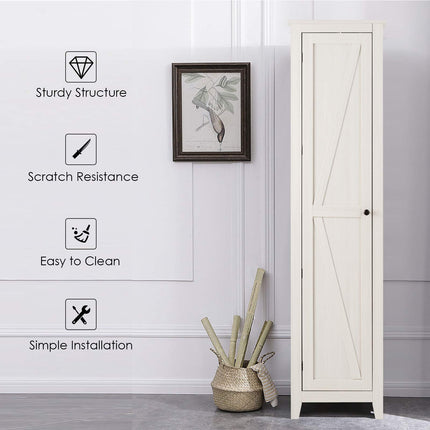 Dreamade Tall Storage Cabinet Freestanding Floor Storage Tower with Four Shelves and Single Door