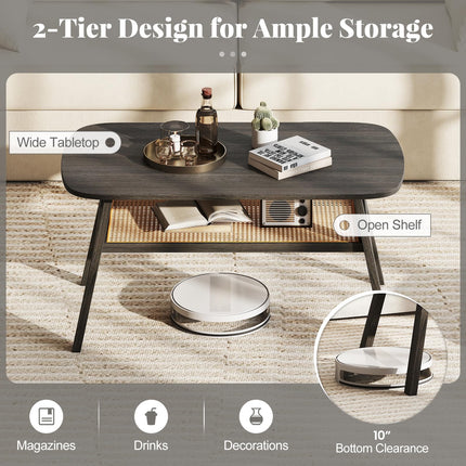 Dreamade Rattan Coffee Table for Living Room