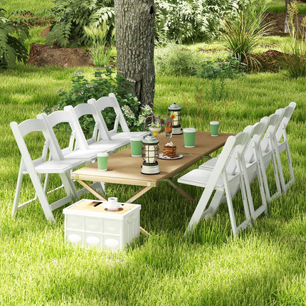 Dreamade Folding Chairs with Padded Seat, All-Weather Resin Frame