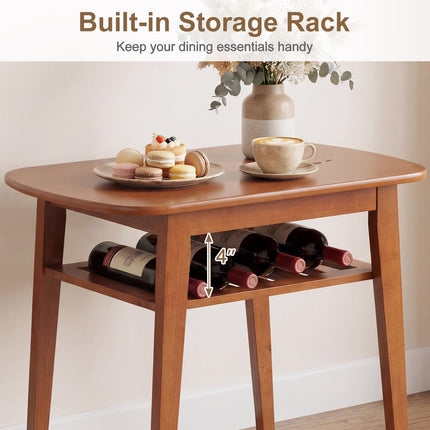 Dreamade Space Saving Kitchen Table and Chairs Set w/Rubber Wood Frame