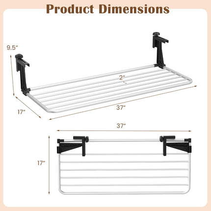 Dreamade Aluminum Hanging Laundry Rack with Adjustable and Foldable Brackets (37" L)