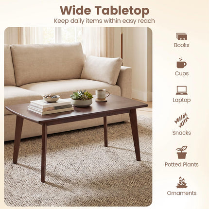 Dreamade 34.5" Solid Wood Coffee Table with Tapered Legs