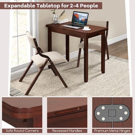 Dreamade Dining Table Set for 2 OR 4, Kitchen Table Chairs Set, Expandable Dining Table with Upholstered Folding Dining Chairs