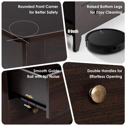 Dreamade Modern Simple Dresser 3-Drawers Chest with Solid Curved Legs