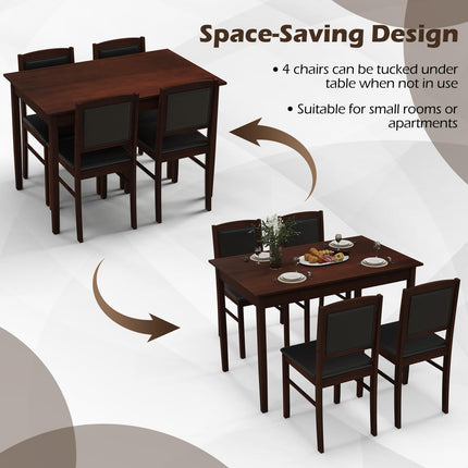 Dreamade 5-Piece Dining Table Set for 4 - Breakfast Nook Table Set with Kitchen Table