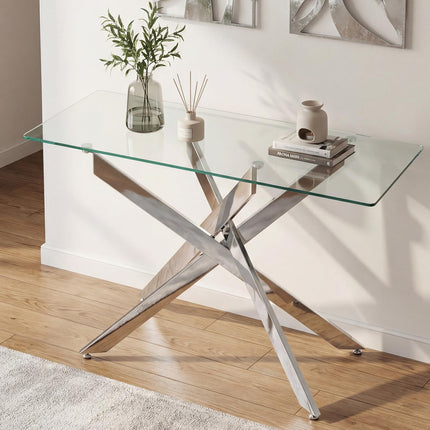 Dreamade Glass Console Table 45" Modern Entryway Table