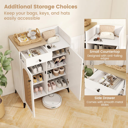 Dreamade Shoe Cabinet with Doors, 6-Tier Shoe Organizer Cabinet with Drawer