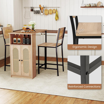 Dreamade 3-Pcs Boho Rattan Dining Table Set for 2