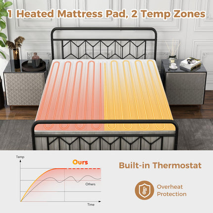 Dreamade Heated Mattress Pad, Machine Washable Bed Warmer with Dual Controller