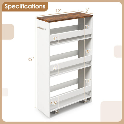 Dreamade 4 Tier Rolling Slim Storage Cart