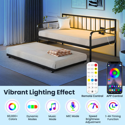 Dreamade Twin Daybed with Charging Station & LED Lights
