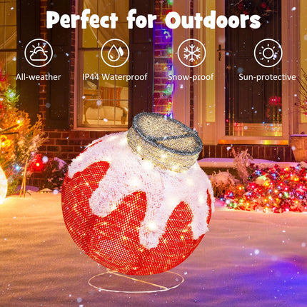 Dreamade Indoor Outdoor Christmas Decoration, Pop-Up Christmas Ball Ornament with 80 LED Lights and Timer,