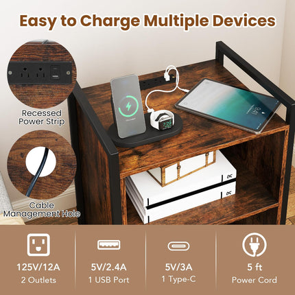 Dreamade Record Player Stand with Charging Station