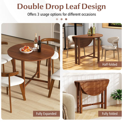 Dreamade 35.5” Round Dining Table, Folding Kitchen Table for Small Spaces