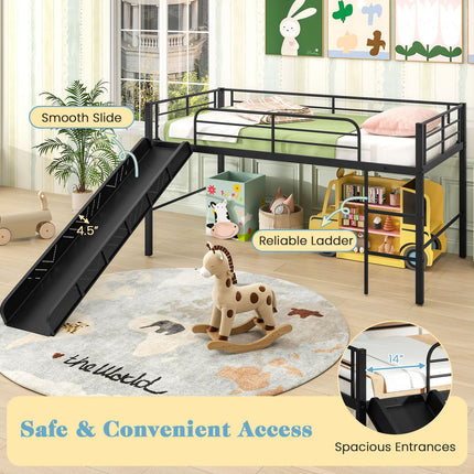 Dreamade Low Loft Bed with Slide