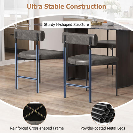 Dreamade Dining Chairs, Faux Leather Upholstered Kitchen Side Chair with Padded Backrest and Cushion, Metal Legs