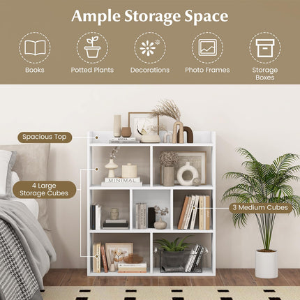 Dreamade 7 Cube Bookshelf with Anti Toppling Devices for Living Room