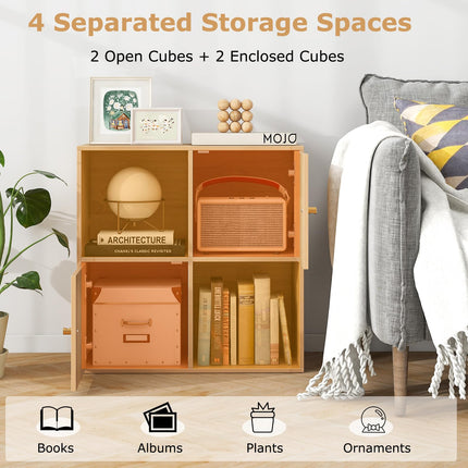 Dreamade 4 Cube Bookcase | 2-Tier Freestanding Book Shelf with Open Compartments