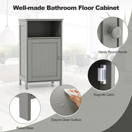 Dreamade Bathroom Floor Storage Cabinet - Side Cabinet with Open Compartment, 3-Position Adjustable Shelf