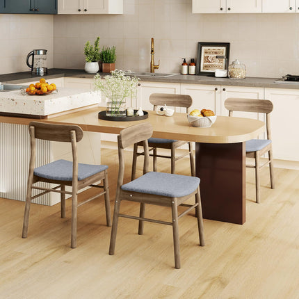 Dreamade Fabric Upholstered Kitchen Chairs with Rubber Wood Frame and Padded Curved Seat
