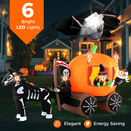 DREAMADE 10.2 FT Long LED Lighted Halloween Inflatable Carriage