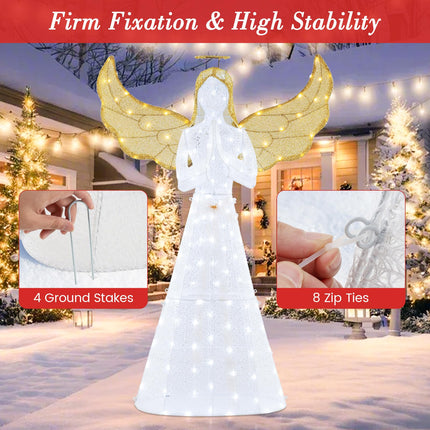 Dreamade 5 FT Christmas Pre-Lit Angel, Yard Lighted-up Festive Angel w/Halo