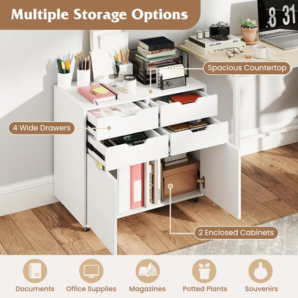 Dreamade Rolling Printer Stand with 2 Lockable Wheels