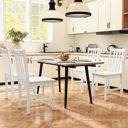 Dreamade Wooden Dining Chairs Set of 2/4-100% Solid Rubber Wood Kitchen Chair with Curved Backrest