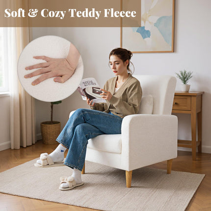 Dreamade Modern Accent Chair with Lumbar Pillow Teddy Fleece Cover