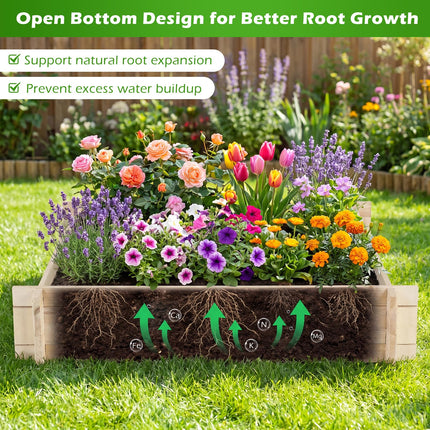 Dreamade 40" x 40" Square Fir Wood Planter Box with Open-Ended Base for Vegetables Flowers Herbs
