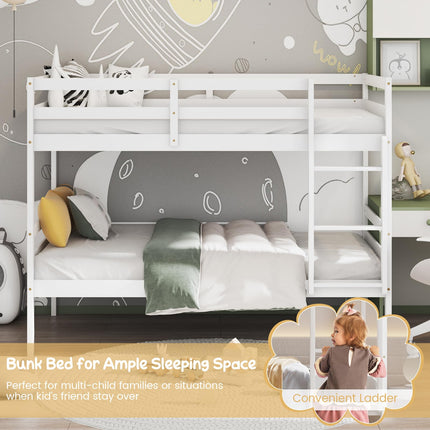 Dreamade Bunk Bed Twin Over Twin White, Solid Wood Bunk Bed