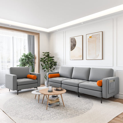 Dreamade 97" Sectional Sofa Couch, 3-Seater Modular Sleeper with USB Ports