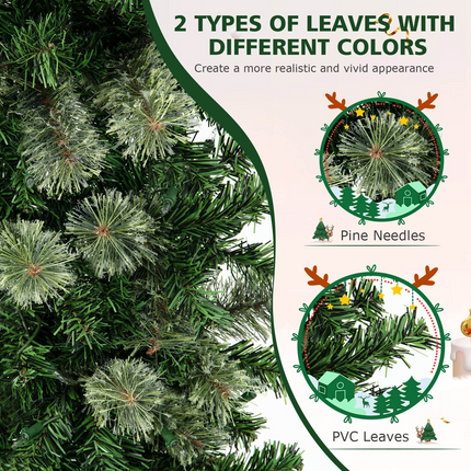 Dreamade 7ft Pre-Lit Half-Shape Christmas Tree, Artificial Xmas Tree W/ 403 Branch Tips - DreamadeUS