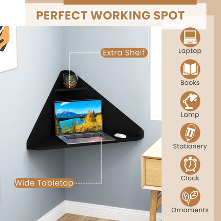 Dreamade Wall Mounted Computer Desk with Storage Shelf