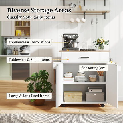 Dreamade Kitchen Island with Storage 41.5" W Rolling Island Table