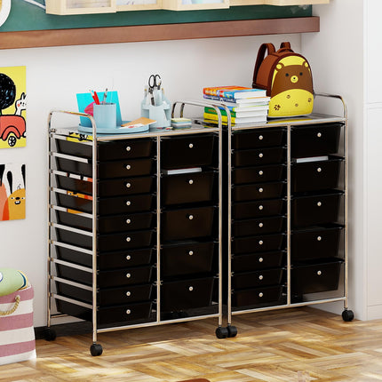 Dreamade Rolling Storage Cart 15-Drawer Trolley with Chrome Plated Metal Frame
