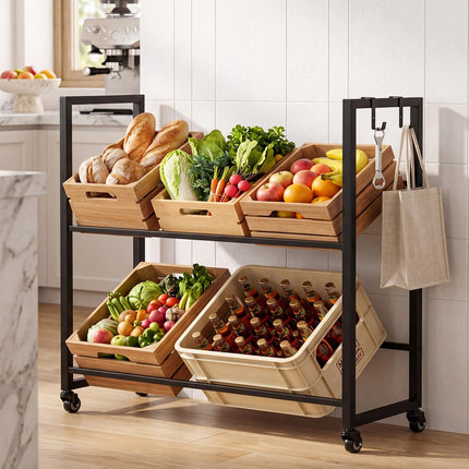 Dreamade 2-Tier Drink Crate Rack with 4 Universal Wheels