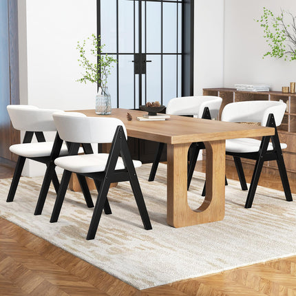 Dreamade Wooden Dining Chairs Set of 2/4 Modern Sherpa Upholstered Kitchen Chair