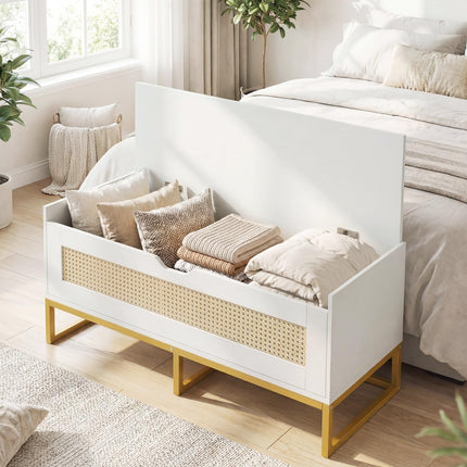 Dreamade Flip-Top Entryway Bench with Removable Padded Seat & Hidden Storage
