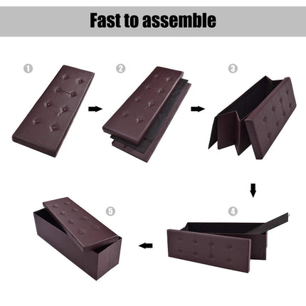 Dreamade 45" Folding Storage Ottoman Bench, Faux Leather