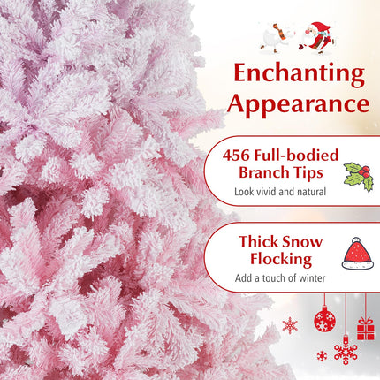 Dreamade Pink Gradient & White Snow Flocked Christmas Tree | Home Office Decoration