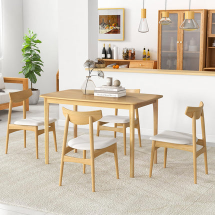 Dreamade 48" L Rectangular Wooden Dining Table, Solid Rubber Wood Kitchen Table (Natural)