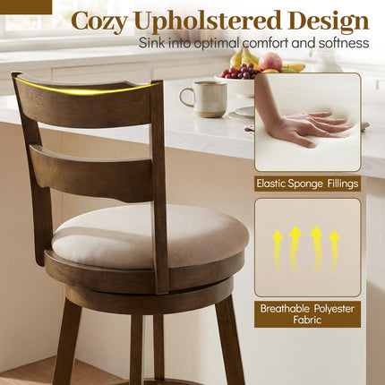 Dreamade 25" Swivel Bar Stools Set of 2/4 with Fabric Upholstered Seat