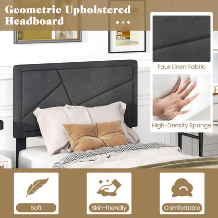 Modern Queen/Full/Twin Size Upholstered Platform Bed Frame with Geometric Tufting Headboard