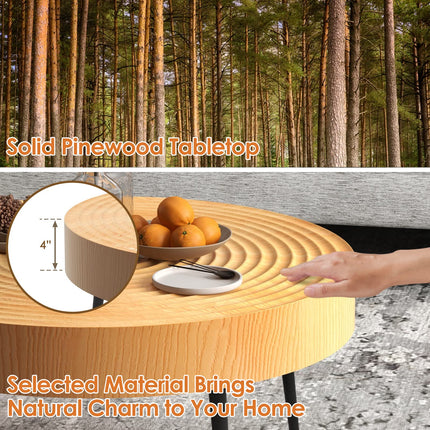 Dreamade Round Coffee Table Set of 2 - Sofa Side Nesting Table w/Solid Pine Wood Top