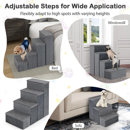 Dreamade Dog Stairs with Storage 23" H Folding 4 Step Pet Stairs for Small and Medium Dogs